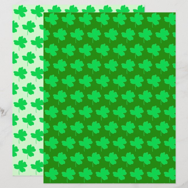 Levendig groen shamrock patroon plakboek papier (Voorkant / Achterkant)