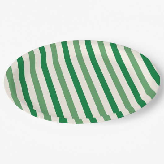 Levendig groen strepen Eenvoudig verjaardagsfeest Papieren Bordje (Gekanteld)