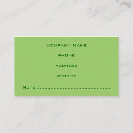 Levendig groen Visitekaartje (Achterkant)