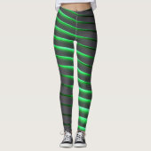 Levendig groene en zwarte strepen leggings (Voorkant)