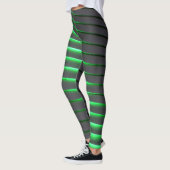 Levendig groene en zwarte strepen leggings (Links)