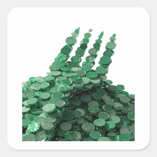 Levendig groene GREEN COINS Labelontwerp Vierkante Sticker (Voorkant)