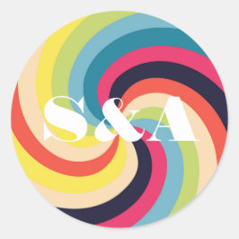 Levendig Groovy Psychedelic Retro Bold Script Ronde Sticker