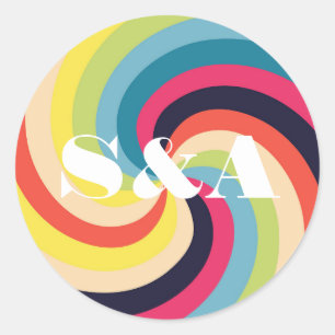 Levendig Groovy Psychedelic Retro Bold Script Ronde Sticker