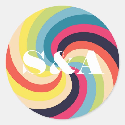 Levendig Groovy Psychedelic Retro Bold Script Ronde Sticker (Voorkant)