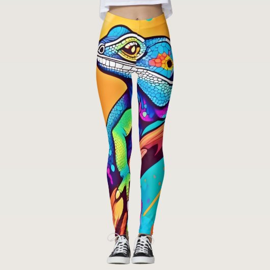Levendig hagediskunstwerk leggings (Voorkant)