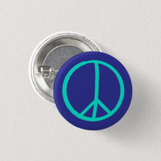 Levendig Handgeschilderd blauw Peace Sign Button (Voorkant /achterkant)