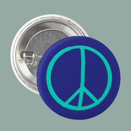 Levendig Handgeschilderd blauw Peace Sign Button