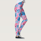 Levendig handgeschilderd bloemontwerp rood blauw leggings (Rechts)