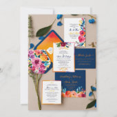 Levendig handgeschilderde bruiloft uitnodiging (Achterkant)