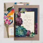 Levendig handgeschilderde bruiloft uitnodiging (Voorkant / Achterkant)