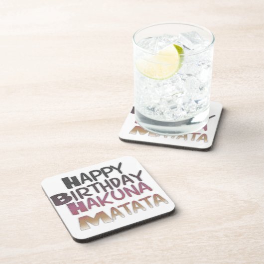 Levendig Happy Birthday Hakuna Matata Design Bier Onderzetter (Rechterzijde)
