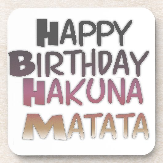 Levendig Happy Birthday Hakuna Matata Design Bier Onderzetter (Voorkant)