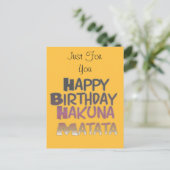 Levendig Happy Birthday Hakuna Matata Design Briefkaart (Staand voorkant)