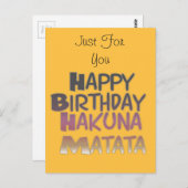 Levendig Happy Birthday Hakuna Matata Design Briefkaart (Voorkant / Achterkant)