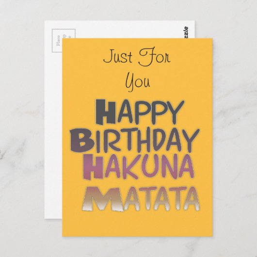Levendig Happy Birthday Hakuna Matata Design Briefkaart (Voorkant / Achterkant)