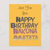 Levendig Happy Birthday Hakuna Matata Design Briefkaart (Voorkant)