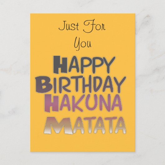 Levendig Happy Birthday Hakuna Matata Design Briefkaart (Voorkant)