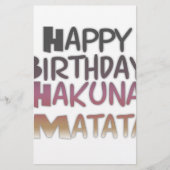 Levendig Happy Birthday Hakuna Matata Design Briefpapier (Voorkant)
