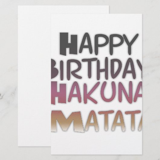 Levendig Happy Birthday Hakuna Matata Design Briefpapier (Voorkant / Achterkant)