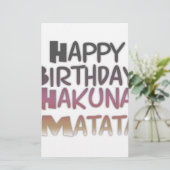 Levendig Happy Birthday Hakuna Matata Design Briefpapier (Staand voorkant)