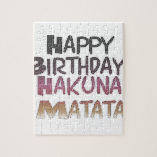 Levendig Happy Birthday Hakuna Matata Design Legpuzzel (Verticaal)