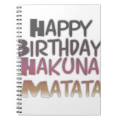 Levendig Happy Birthday Hakuna Matata Design Notitieboek (Voorkant)