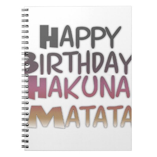 Levendig Happy Birthday Hakuna Matata Design Notitieboek (Voorkant)