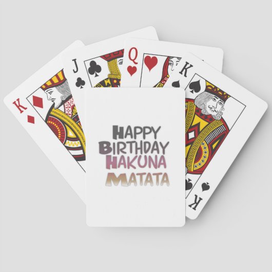 Levendig Happy Birthday Hakuna Matata Design Speelkaarten (Achterkant)