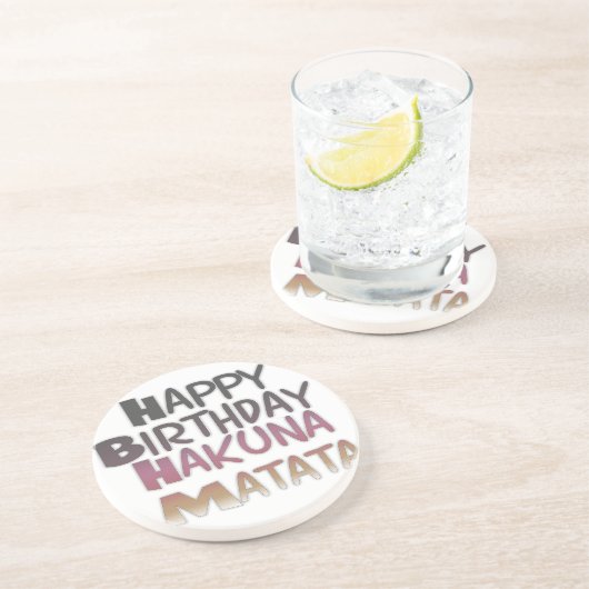 Levendig Happy Birthday Hakuna Matata Design Zandsteen Onderzetter (Zijkant)