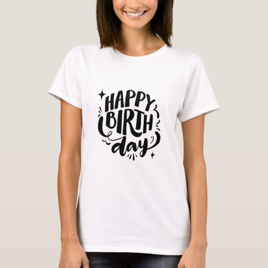 Levendig Happy Birthday T-shirt ontwerp! (Voorkant)