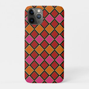 Levendig Harlekijn-diamantpatroon in rood, oranje, Case-Mate iPhone Case