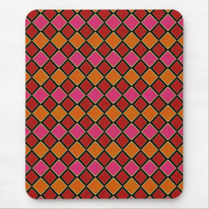 Levendig Harlekijn-diamantpatroon in rood, oranje, Muismat