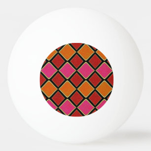 Levendig Harlekijn-diamantpatroon in rood, oranje, Pingpongbal