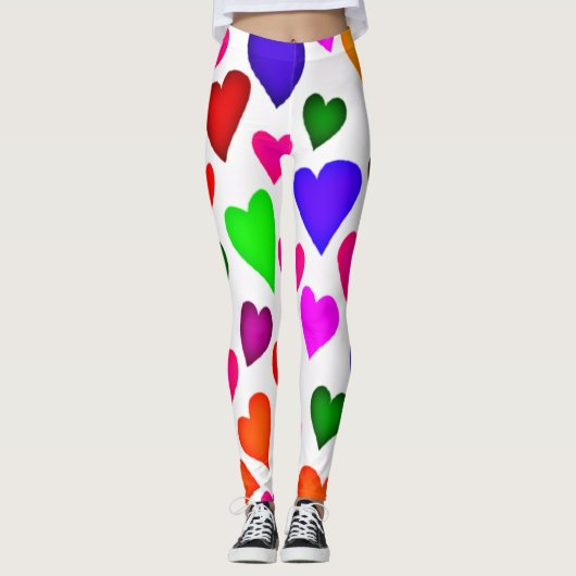 Levendig Hartpatroon in Meerdere Kleuren Leggings (Voorkant)