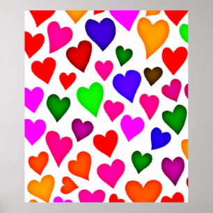 Levendig Hartpatroon in Meerdere Kleuren Poster