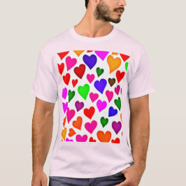 Levendig Hartpatroon in Meerdere Kleuren T-shirt