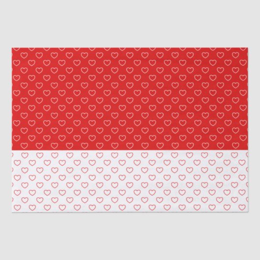 Levendig hartpatroon, klassiek rood en wit tissuepapier (Voorkant)