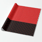 Levendig hartpatroon, rode, witte en zwarte kleure cadeaupapier (Uitgerold)