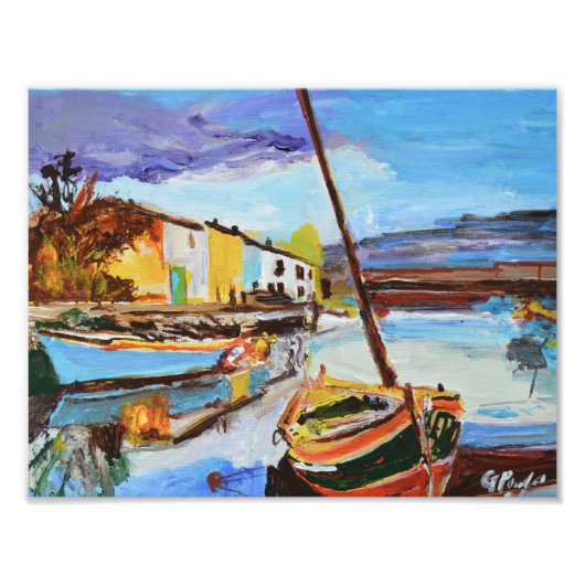 Levendig Haven Dorp Expressionistisch Foto Afdruk (Voorkant)