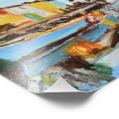 Levendig Haven Dorp Expressionistisch Foto Afdruk (Hoek)