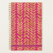 Levendig Heet Roze en Goud Patroon Planner (Voorkant)