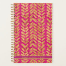 Levendig Heet Roze en Goud Patroon Planner