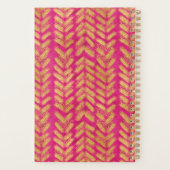 Levendig Heet Roze en Goud Patroon Planner (Achterkant)
