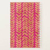 Levendig Heet Roze en Goud Patroon Planner (Achterkant)