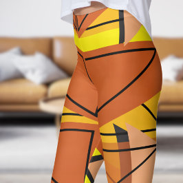 Levendig helder geel mozaïekpatroon leggings