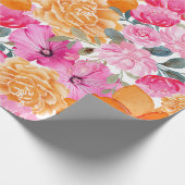 Levendig Helder Roze en Oranje Bloemen Gift Cadeaupapier (Hoek)