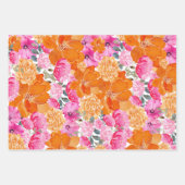 Levendig Helder Roze en Oranje Bloemen Gift Inpakpapier Vel (Voorkant 2)
