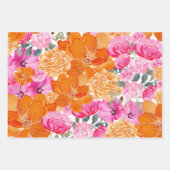 Levendig Helder Roze en Oranje Bloemen Gift Inpakpapier Vel (Voorkant)