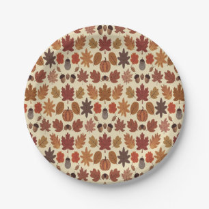 Levendig Herfst Bladeren Patroon met Herfst Kleure Papieren Bordje